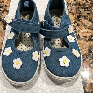 Carter's Blue Denim Kids Dress Shoes with Floral Accents